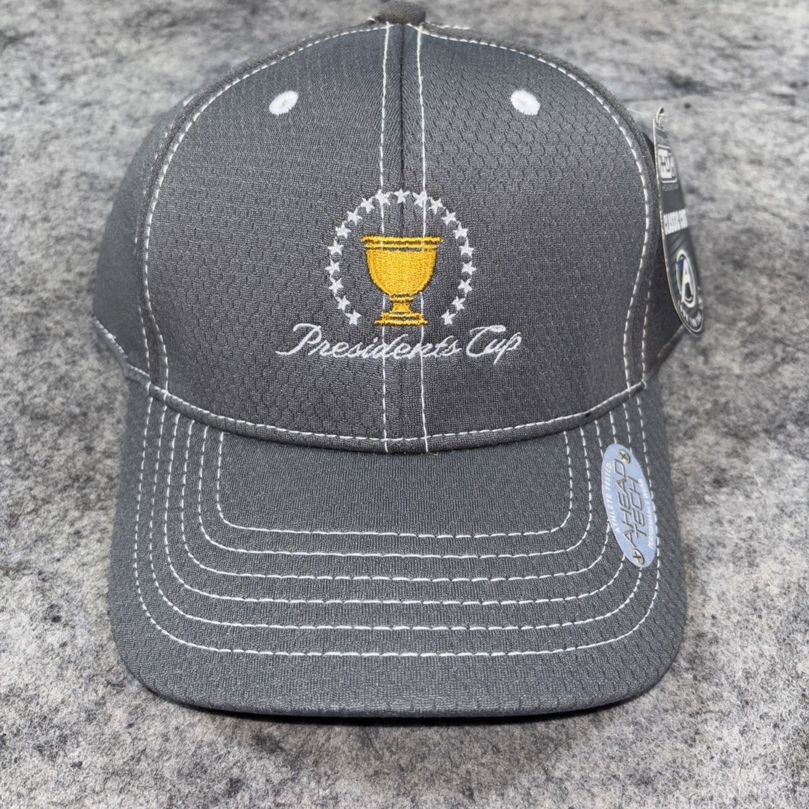 Nwt Ahead Tech Presidents Cup Gray Hat Pga Golf Embroidered Logo Cap Adjustable